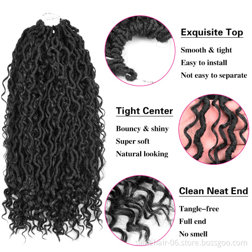 Silike Faux Locs curly Crochet Braids18 Inch Soft Natural Synthetic Hair Extension 12Stands/Pack Goddess Faux Locks Hair